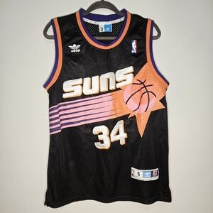 Vintage Adidas Phoenix Suns #34 Charles Barkley NBA Jersey Black Mens Size S